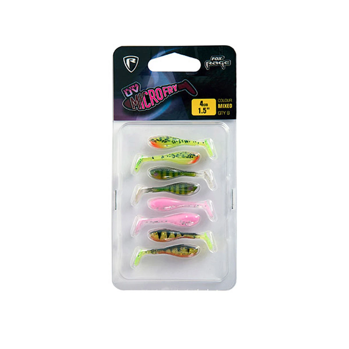 Fox Rage UV Micro Fry 4cm Mixed Colour Pack 3 Fox Rage UV Micro Fry 4cm Mixed Colour Pack